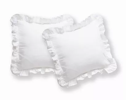 Komplet poszewek bawełnianych z falbanką 40x40 Pure białe 2 sztuki