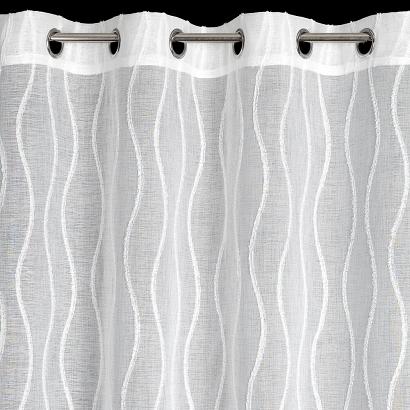 Firana gotowa na przelotkach FELICJA 140x250 Eurofirany biała zdobiona geometryczną aplikacją