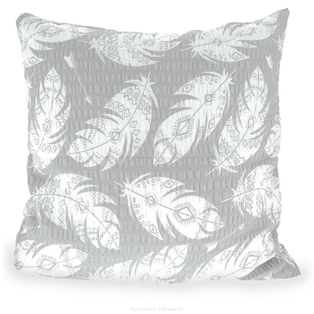 Poszewka z kory 70x80 szara w białe piórka