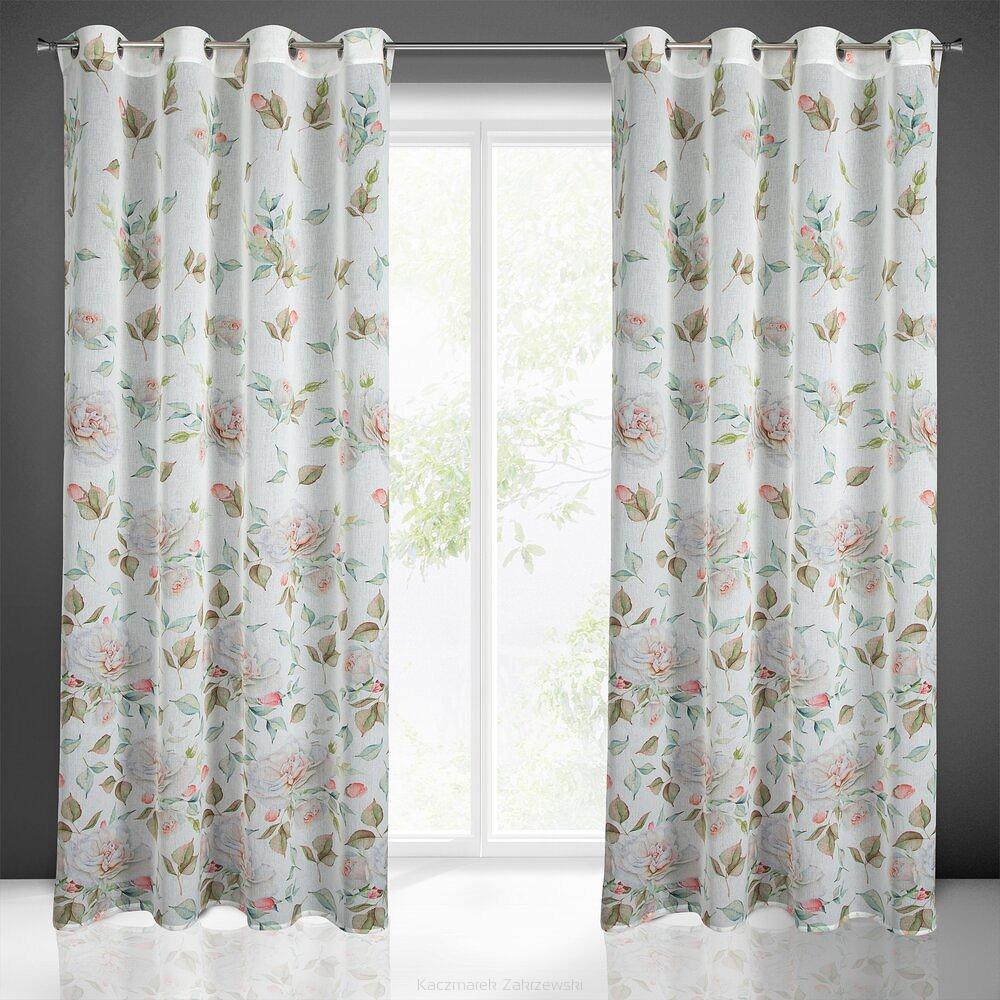 Zasłona gotowa na przelotkach ROSA 140x250 Design91 kremowy