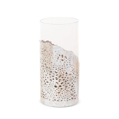 Świecznik dekoracyjny DIMON 13x27 Eurofirany beżowy transparentny metalowe zdobienie