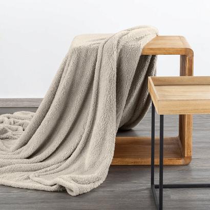 Koc narzuta LORI 70x160 Design91 beżowy miękki i puszysty