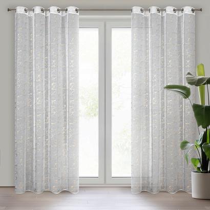 Firana gotowa na przelotkach REVA 140x250 Eurofirany biała szampański nadruk