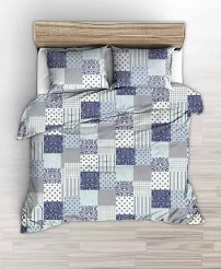 Pościel z kory 160x200 wzór granatowa morska kratka patchwork