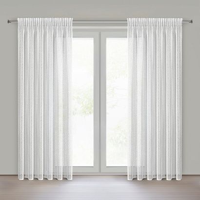 Zasłona gotowa na taśmie BONITA 140x270 Eurofirany biała ażurowa struktura a'la siatka