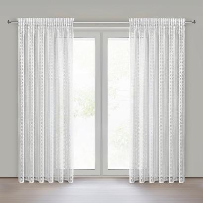 Zasłona gotowa na taśmie BONITA 140x270 Eurofirany biała ażurowa struktura a'la siatka