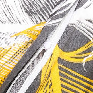 Pościel satyna bawełniana SATYNLOVE 180x200 szara w białe złote czarne pióra