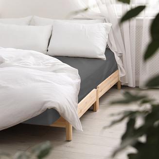 Prześcieradło satyna bawełniana z gumką 120x200 Darymex jasnoszare