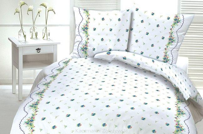 Pościel z kory 140x200 wzór niebieskie kwiatuszki