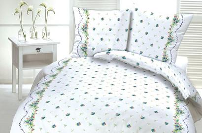 Pościel z kory 140x200 wzór niebieskie kwiatuszki