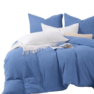 Pościel bawełniana MUŚLINOWA 140x200 niebieska