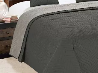 Narzuta dekoracyjna VIGO II 220x240 ciemna szara srebrna geometryczne fale