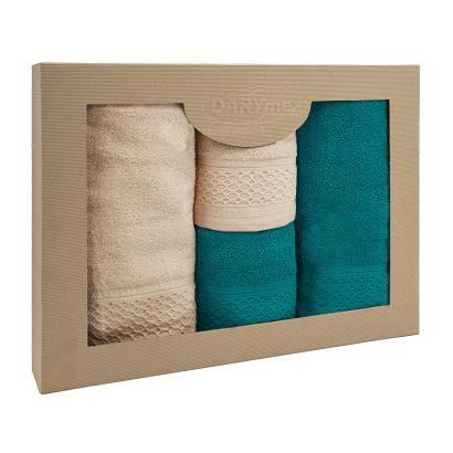 Komplet ręczników 4 częściowy Solano Darymex cappuccino ciemny turkus