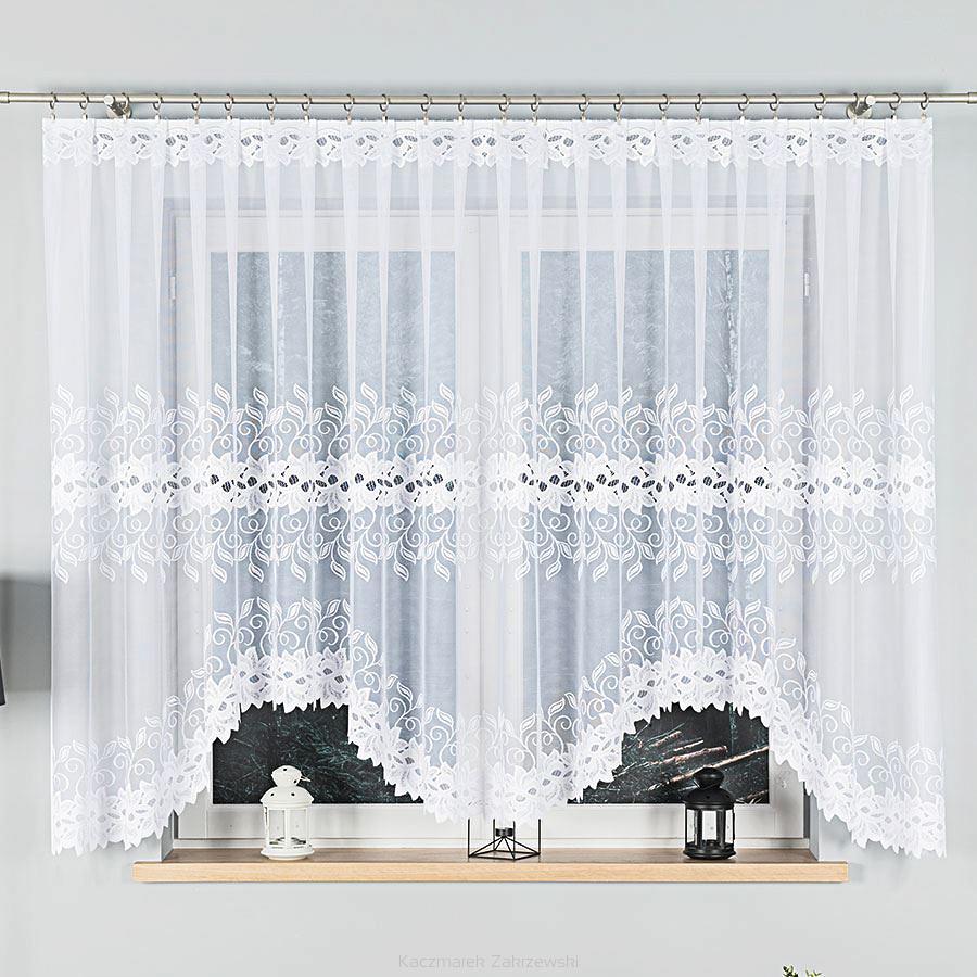 Firanka żakardowa gotowa na żabki BASTIA 400x160 biała