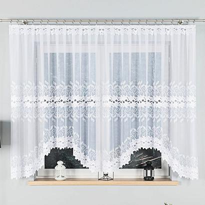 Firanka żakardowa gotowa na żabki BASTIA 400x160 biała