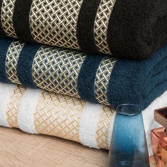 Ręcznik bawełniany LIONEL 50x90 biały ze złotą bordiurą