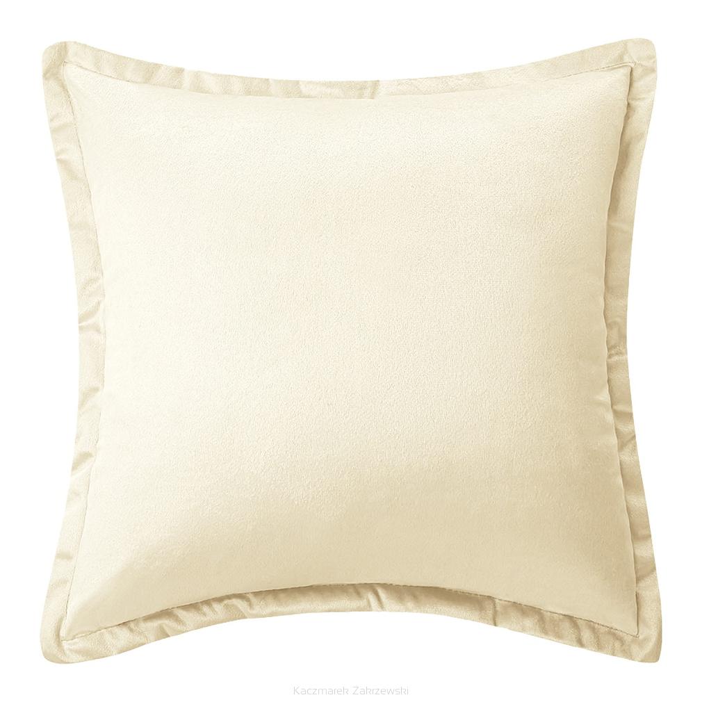 Poszewka dekoracyjna SOFT 40x40 welurowa kremowa z lamówką