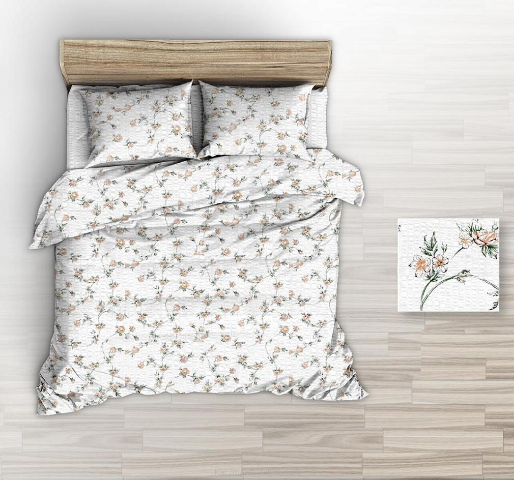 Pościel z kory 140x200 biała morelowe bukieciki