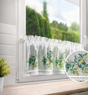 Zazdrostka firana gotowa na tunel CLOE 130x50 Eurofirany biała zielona żółta cytryny