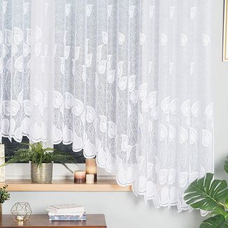 Firanka żakardowa gotowa na żabki NORA 450x180 biała