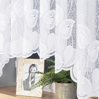 Firanka żakardowa gotowa na żabki NORA 450x180 biała