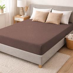 Prześcieradło jersey z gumką 200x220 brązowe