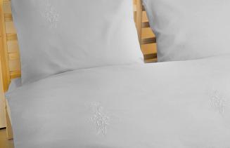 Pościel haftowana z prześcieradłem 200x220 szara