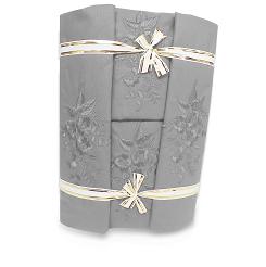 Pościel haftowana z prześcieradłem 200x220 szara