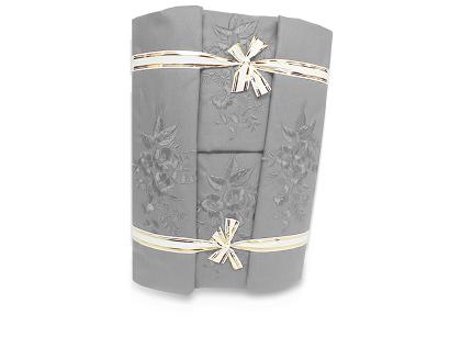 Pościel haftowana z prześcieradłem 200x220 szara