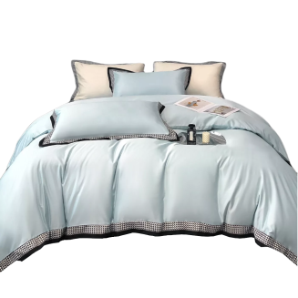 Pościel 160x200 jednobarwna błękitna wzorzysta plisa falbana