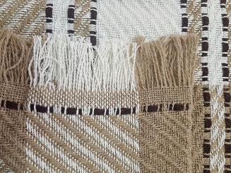 Komplet dekoracyjny narzuta 170x205 + 2x 60x170 beżowa kremowa brązowa krata