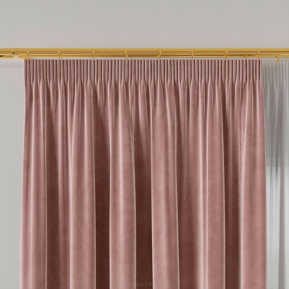 Zasłona gotowa na taśmie VELVI 140x240 ciemnopudrowa