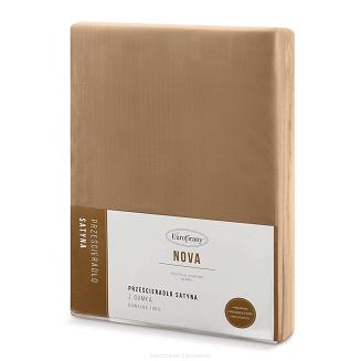 Prześcieradło satynowe z gumką NOVA3 140x200 Eurofirany ceglaste