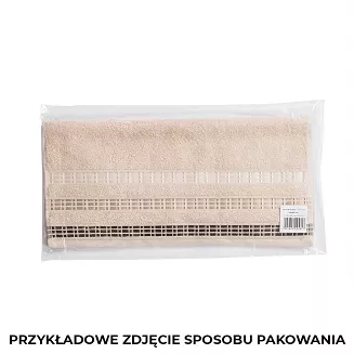 Ręcznik bawełniany LUXURY 50x90 pudrowy z bordiurą w geometryczne pasy