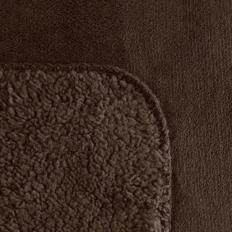 Koc narzuta TEDY 200x220 Eurofirany ciemnobrązowy miękka bukla + ciepły polar