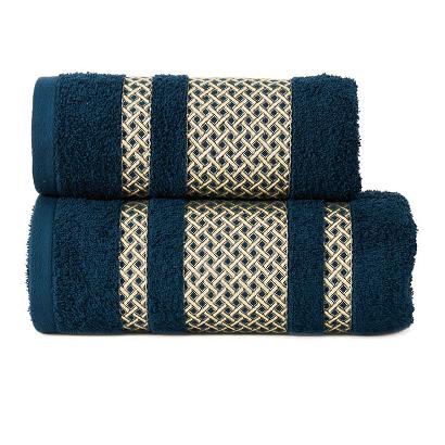 Ręcznik bawełniany LIONEL 50x90 granatowy ze złotą bordiurą