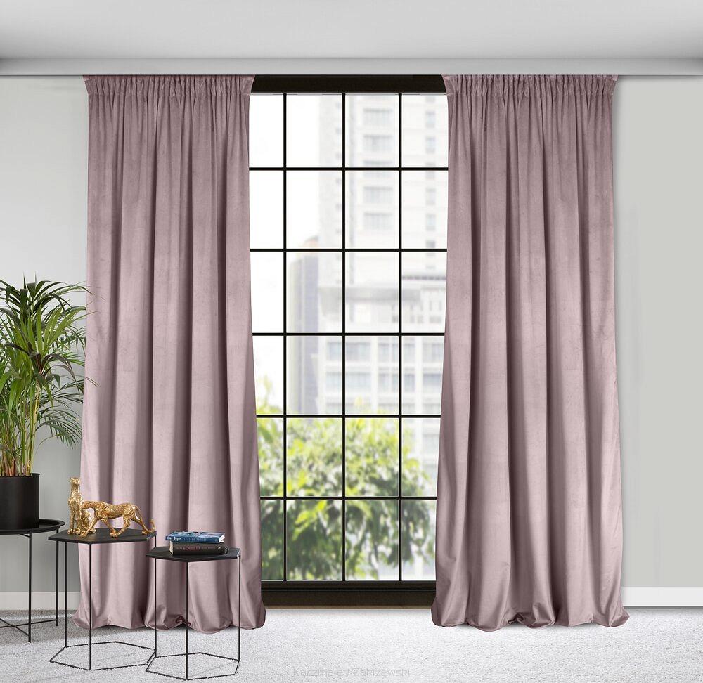 Zasłona gotowa na taśmie ROSA 140x270 Design91 pudrowy