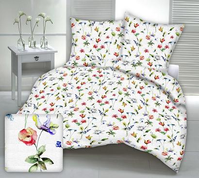 Pościel z kory 200x220 kwiecista akwarela na białym tle