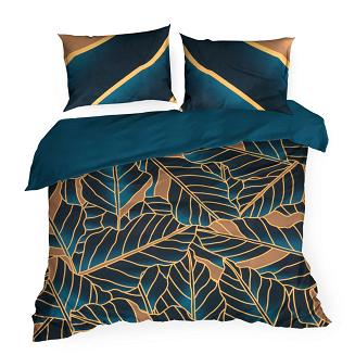 Pościel z makosatyny POS 160x200 Eurofirany ciemnozielony/złocisty