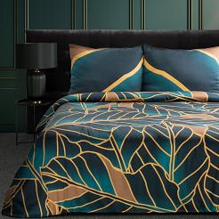 Pościel z makosatyny POS 160x200 Eurofirany ciemnozielony/złocisty