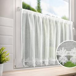 Firana gotowa zazdrostka SOPHIA 150x60 Eurofirany biała z koronkową aplikacją i kryształkami