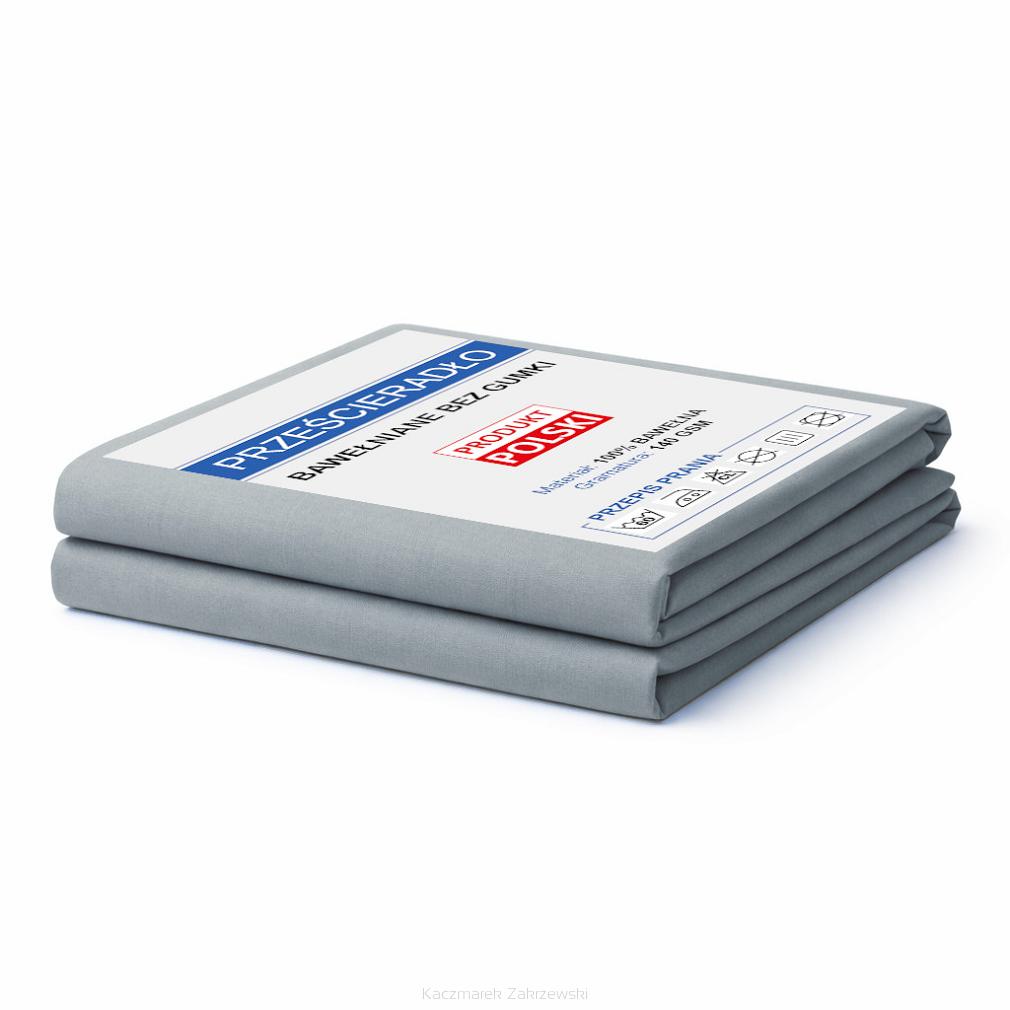 Prześcieradło bawełniane bez gumki 200x220 noris popielate