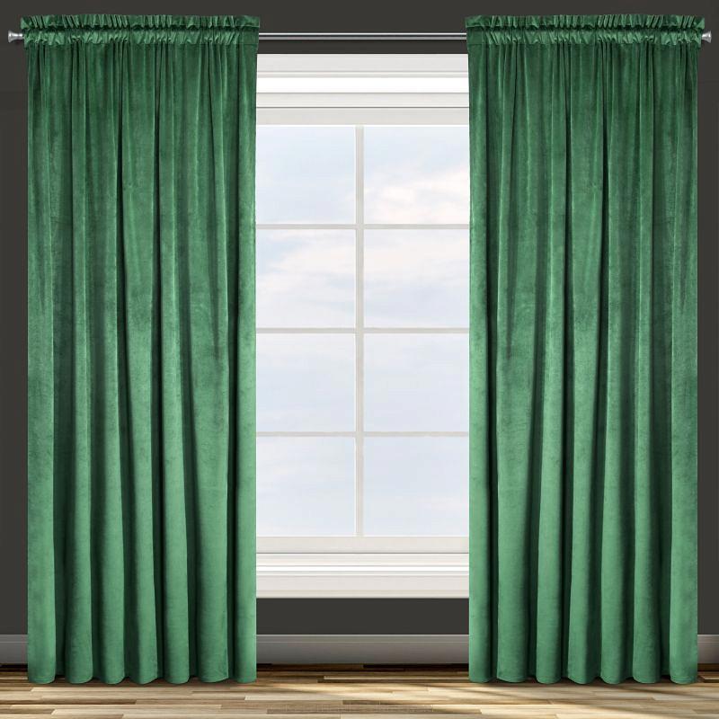 Zasłona gotowa na taśmie ROSA 140x270 Eurofirany ciemnozielona