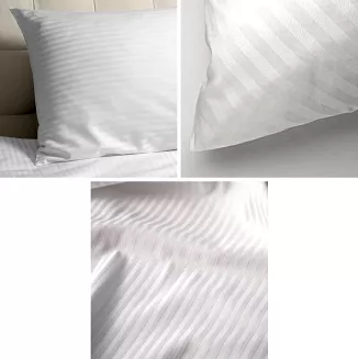 Komplet pościeli hotelowej adamaszek 140x200 mikrofaza biała