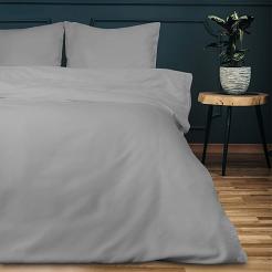 Pościel satyna bawełniana 180x200 jednobarwna popielata