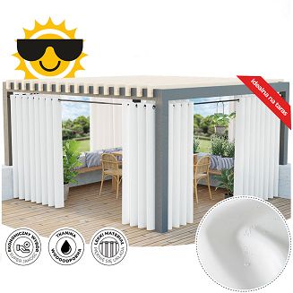 Zasłona gotowa na przelotkach GARDENIA 140x180 wodoodporna ogrodowa biała