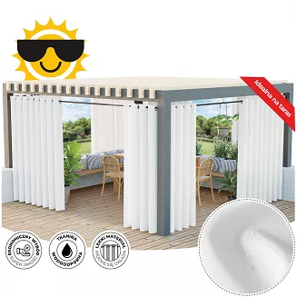 Zasłona gotowa na przelotkach GARDENIA 140x180 wodoodporna ogrodowa biała