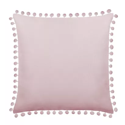 Poszewka dekoracyjna FLUFFY 45x45 pudrowy róż z pomponami