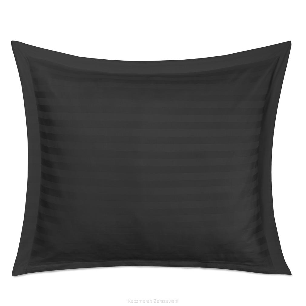 Poszewka satyna bambusowo-bawełniana STRIPE BLACK 70x80 Darymex jednokolorowa czarna z listwą