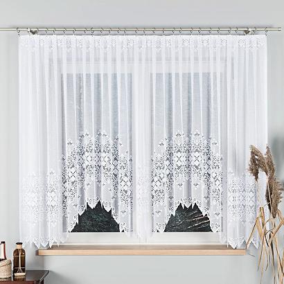 Firanka żakardowa gotowa na żabki NADIA 400x160 biała